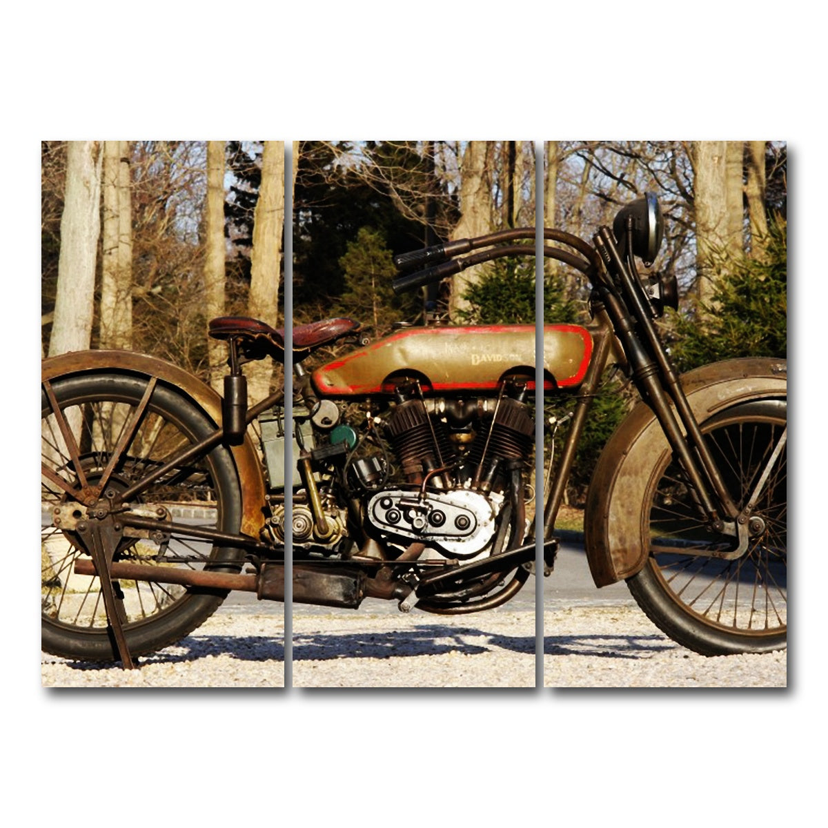 AUTO-MOCKUP WHITE | 1920's Harley Davidson | 3 Piece | Gallery Wrap Canvas | group=8x18