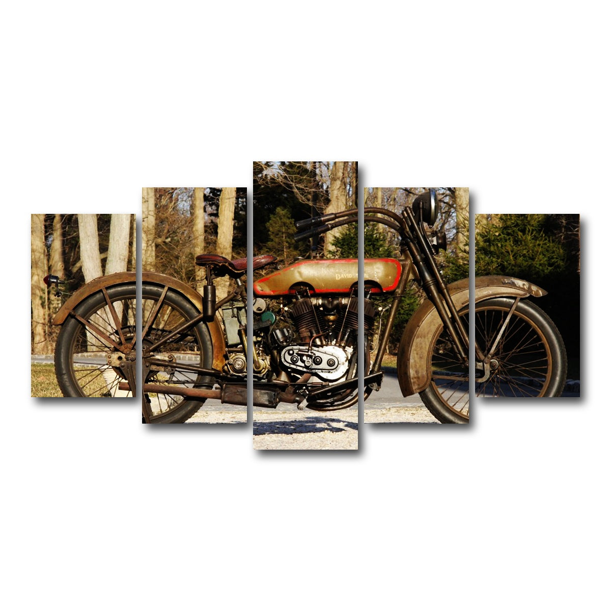 AUTO-MOCKUP WHITE | 1920's Harley Davidson | 5 Piece | Gallery Wrap Canvas | group=5_normal