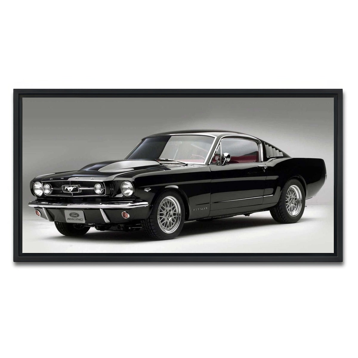 AUTO-MOCKUP WHITE | 1965 Mustang Fastback | 1 Piece | Black Framed Canvas | group=2x1
