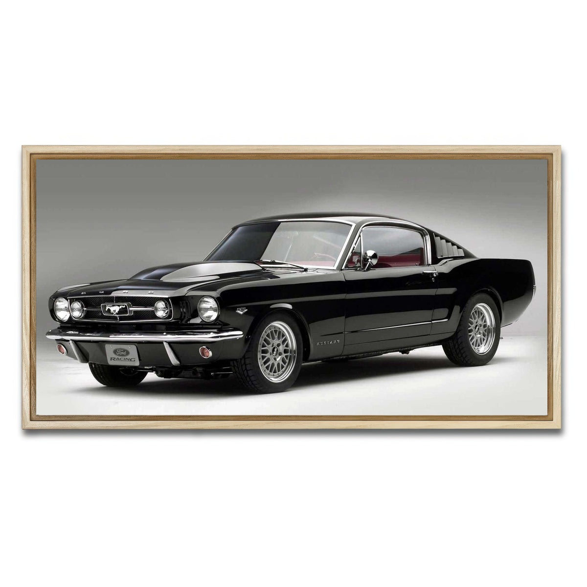 AUTO-MOCKUP WHITE | 1965 Mustang Fastback | 1 Piece | Natural Framed Canvas | group=2x1