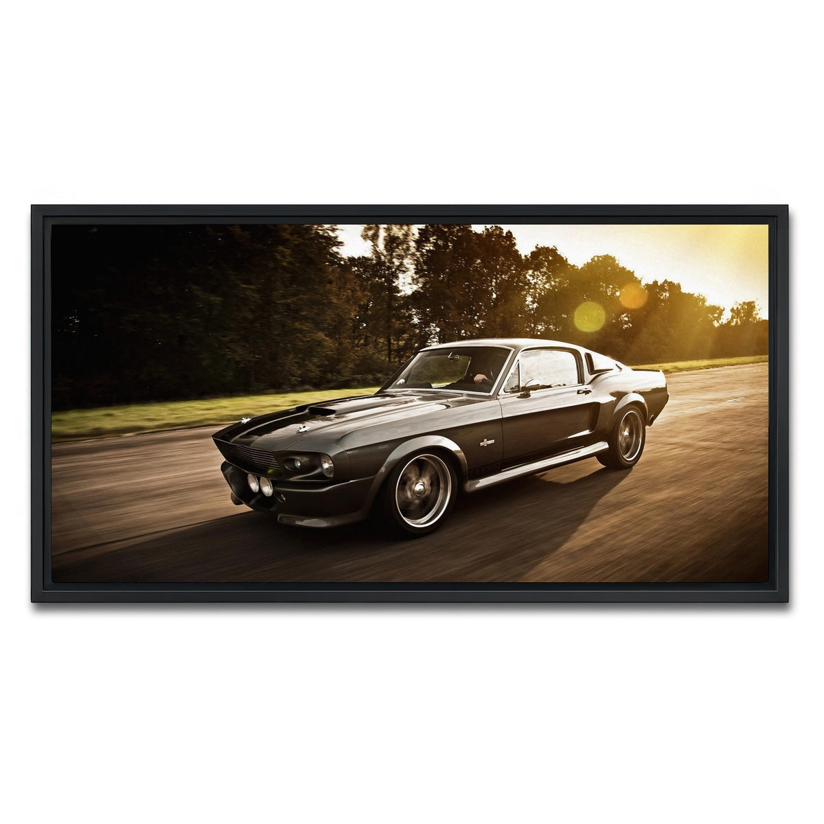 AUTO-MOCKUP WHITE | 1967 Mustang Shelby GT500 Eleanor | 1 Piece | Black Framed Canvas | group=2x1