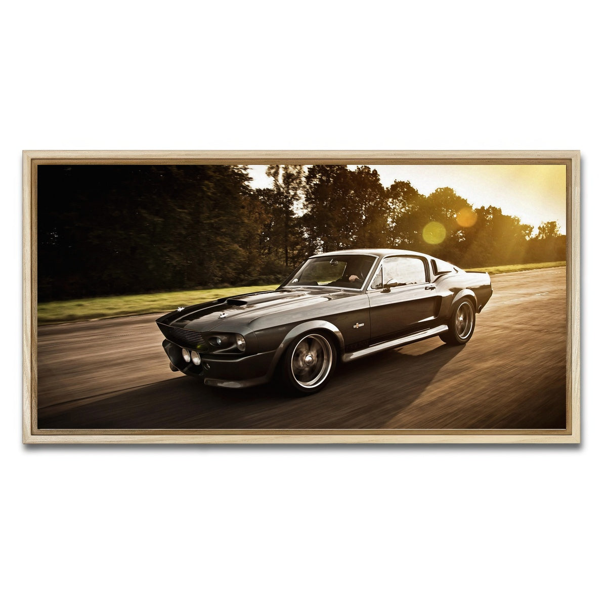 AUTO-MOCKUP WHITE | 1967 Mustang Shelby GT500 Eleanor | 1 Piece | Natural Framed Canvas | group=2x1