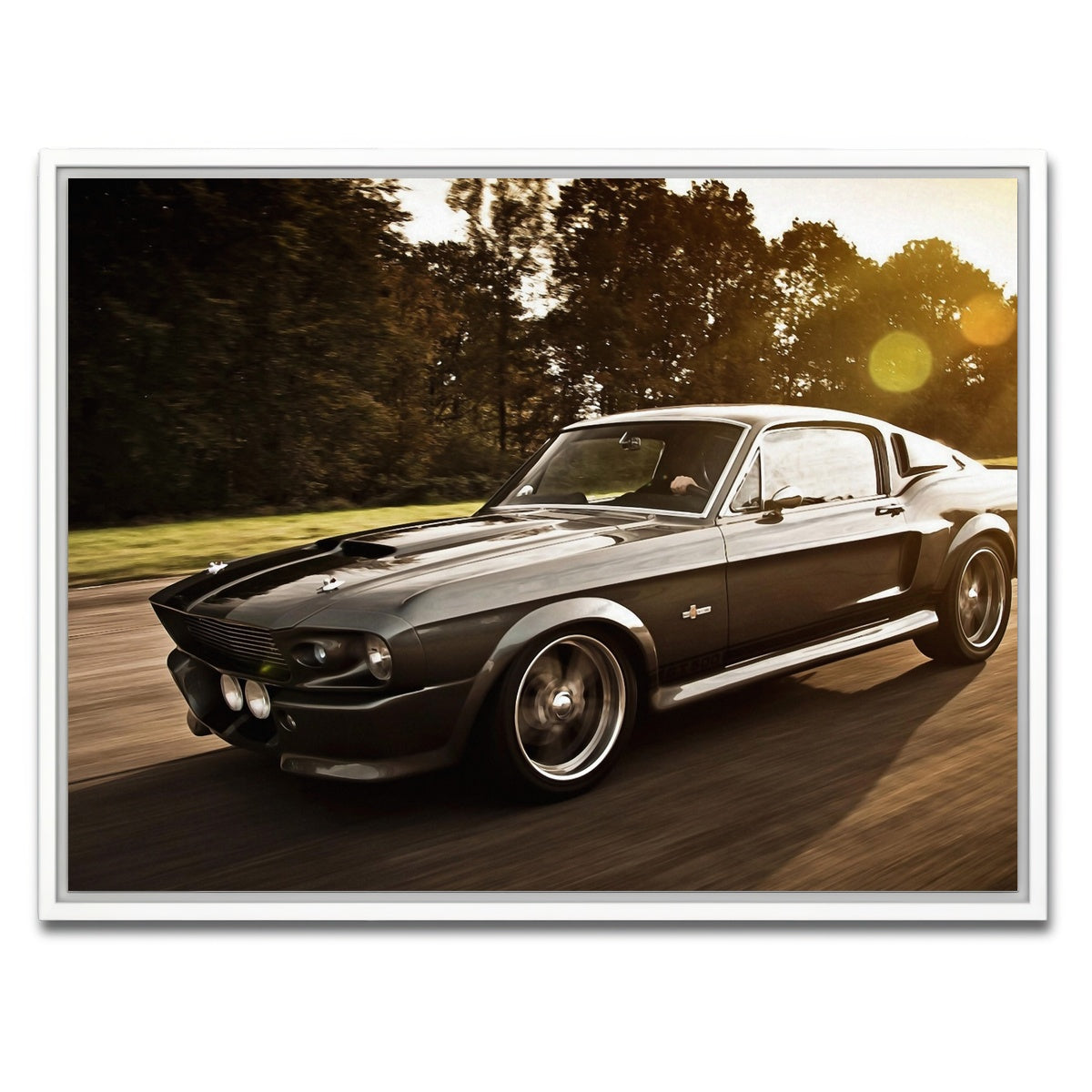 AUTO-MOCKUP WHITE | 1967 Mustang Shelby GT500 Eleanor | 1 Piece | White Framed Canvas | group=4x3