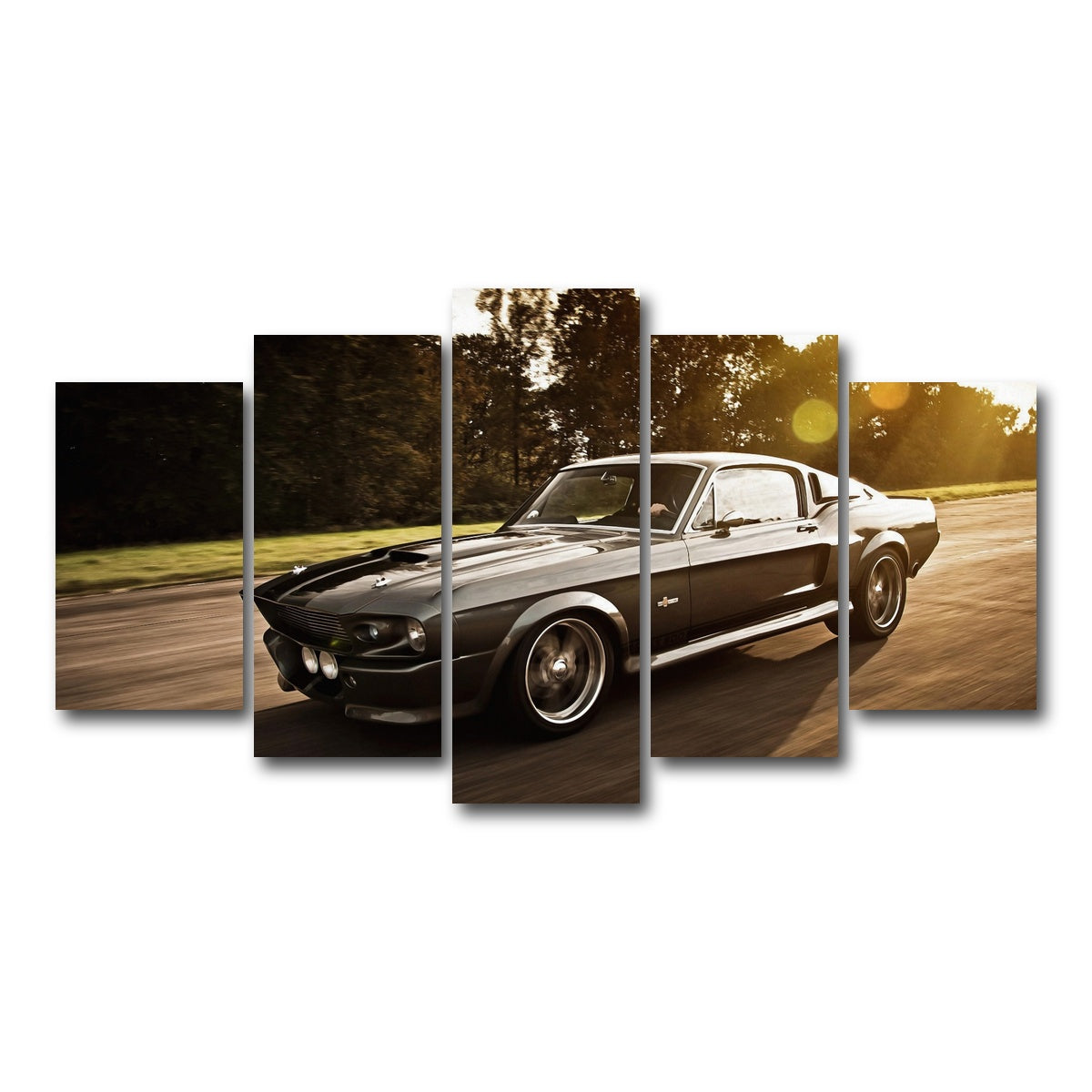 AUTO-MOCKUP WHITE | 1967 Mustang Shelby GT500 Eleanor | 5 Piece | Gallery Wrap Canvas | group=5_normal