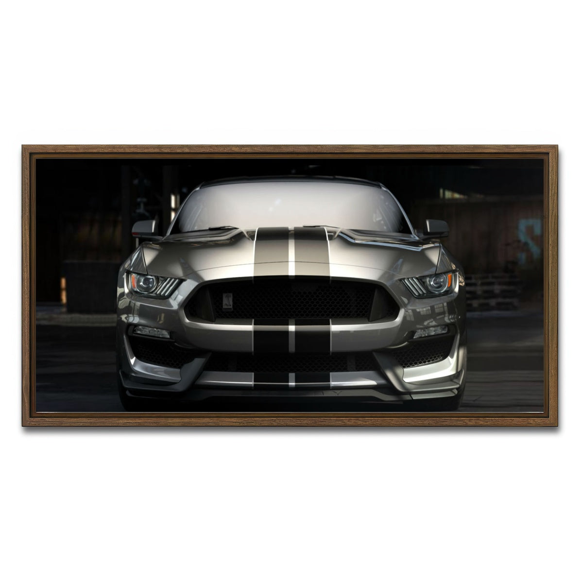 AUTO-MOCKUP WHITE | 2018 Shelby GT350 | 1 Piece | Walnut Framed Canvas | group=2x1