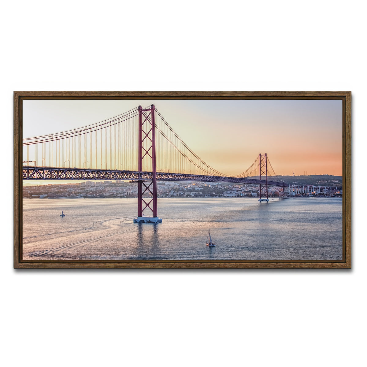 AUTO-MOCKUP WHITE | 25 de Abril Bridge | 1 Piece | Walnut Framed Canvas | group=2x1