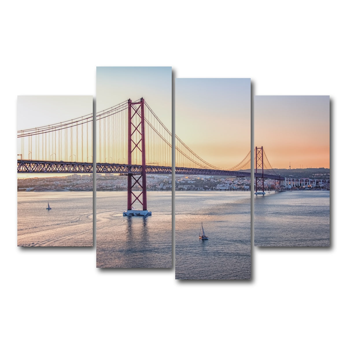 AUTO-MOCKUP WHITE | 25 de Abril Bridge | 4 Piece | Gallery Wrap Canvas | group=4_short