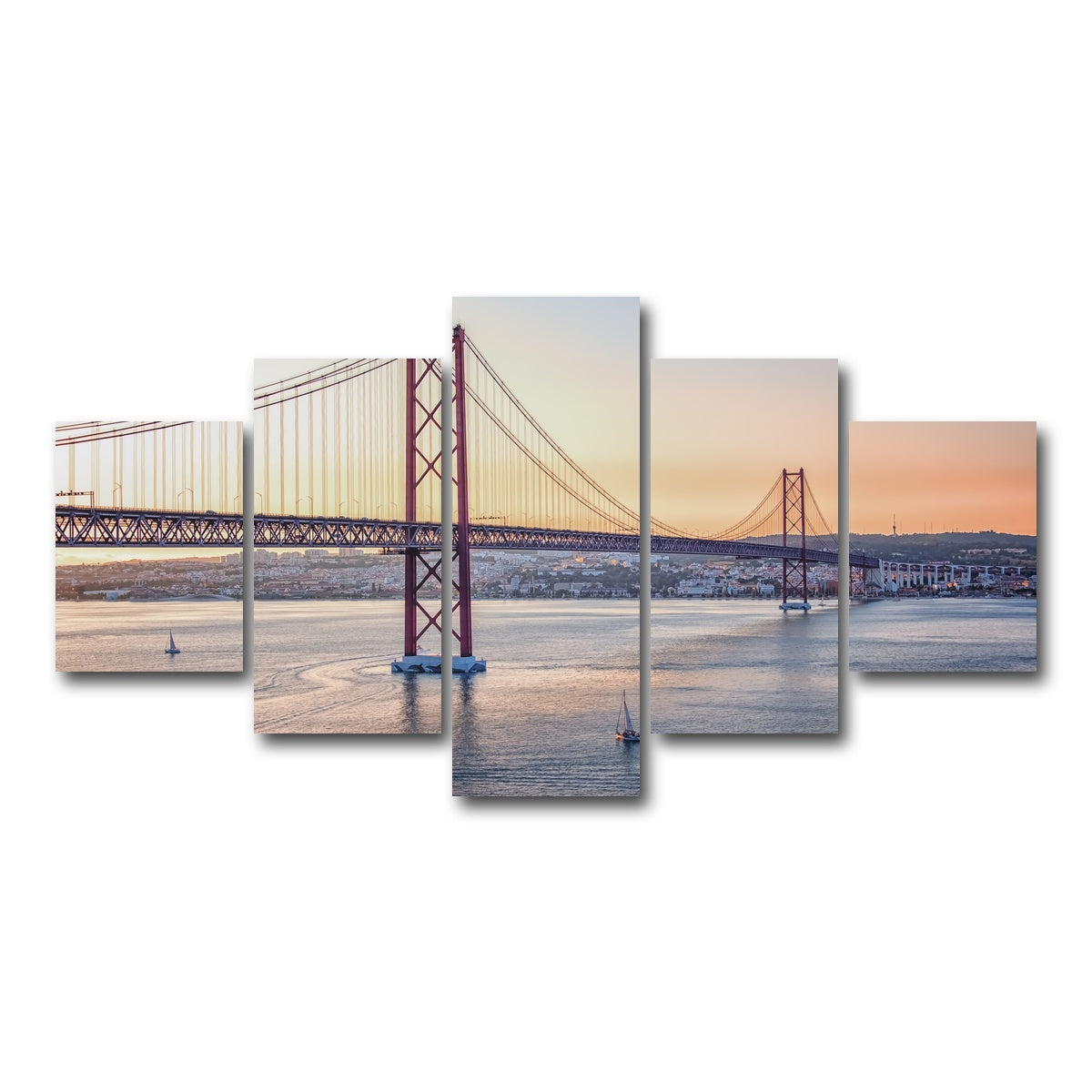 AUTO-MOCKUP WHITE | 25 de Abril Bridge | 5 Piece | Gallery Wrap Canvas | group=5_short