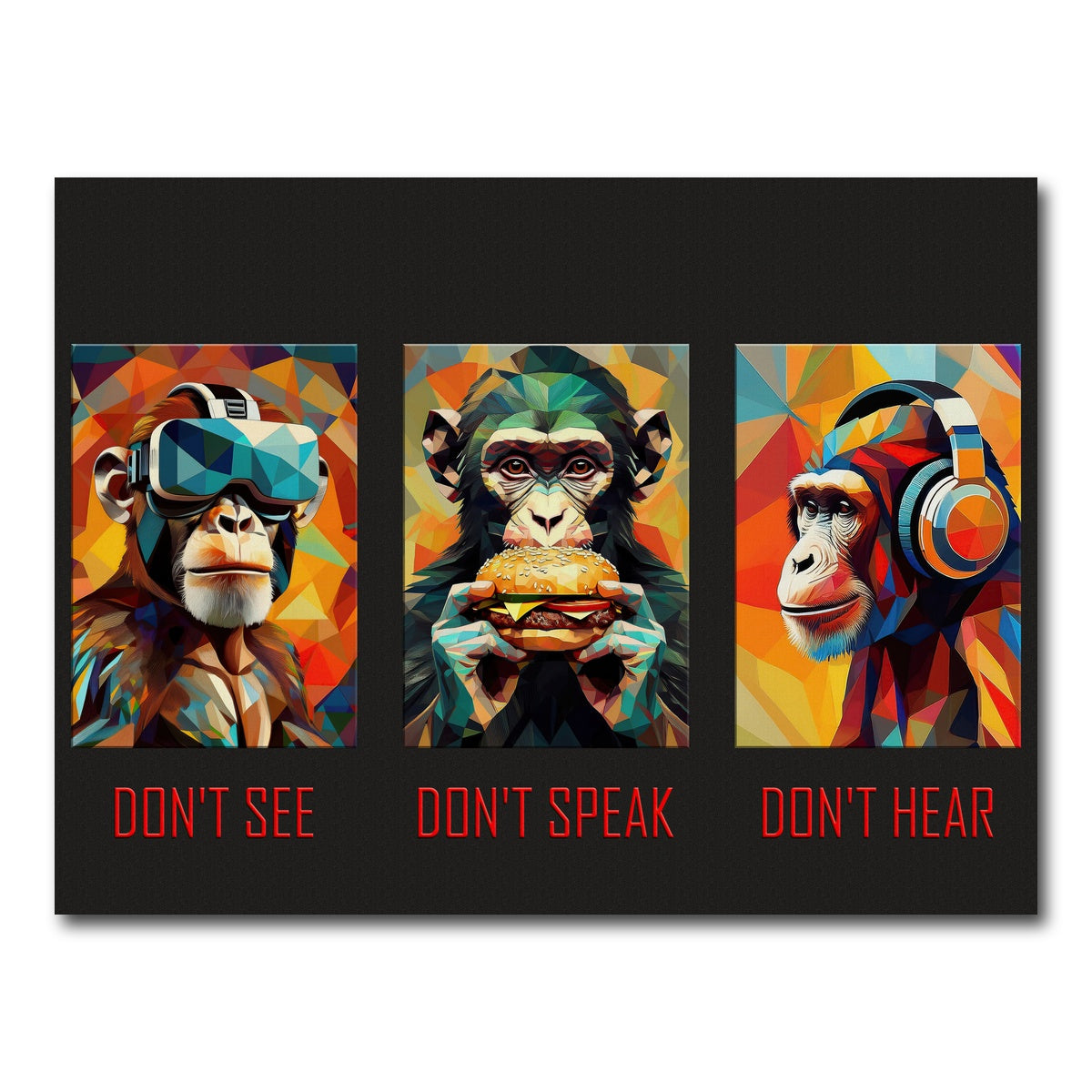 AUTO-MOCKUP WHITE | 3 Wise Monkeys | 1 Piece | Gallery Wrapped | group=4x3