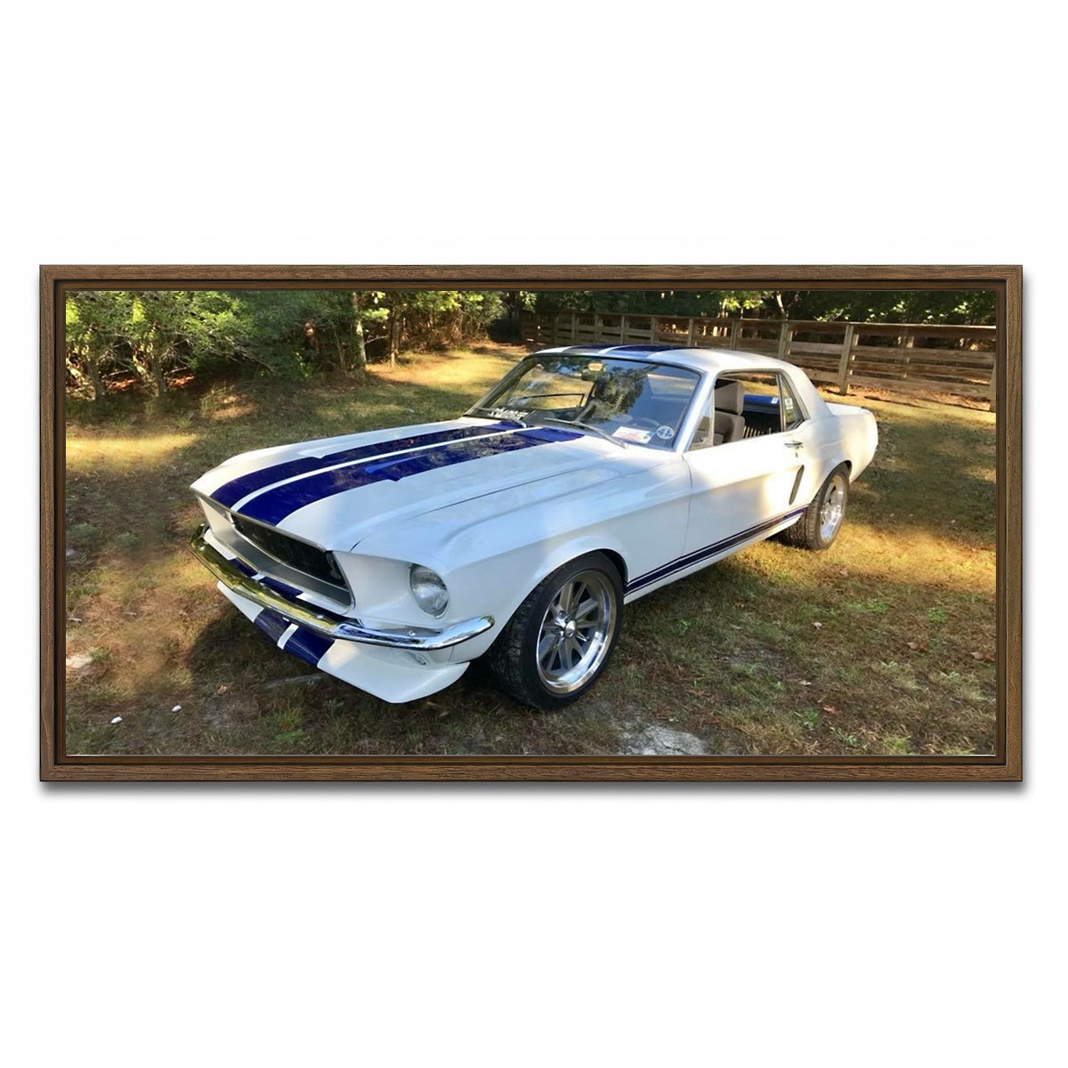 AUTO-MOCKUP WHITE | '68 Mustang | 1 Piece | Walnut Framed Canvas | group=2x1