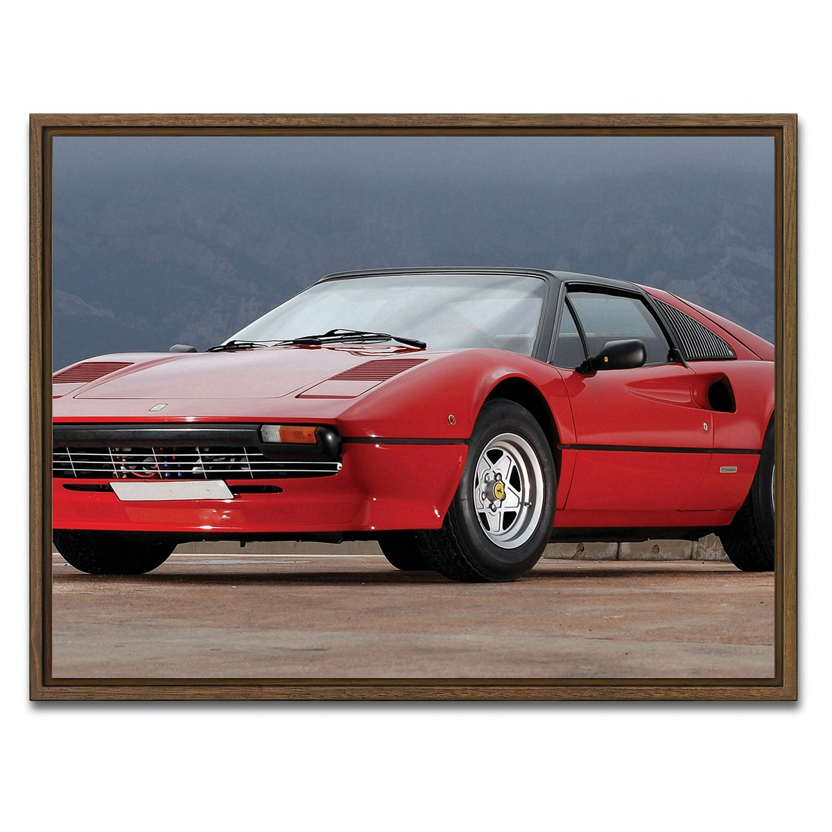 AUTO-MOCKUP WHITE | '77 Ferrari 308 GTS | 1 Piece | Walnut Framed Canvas | group=4x3