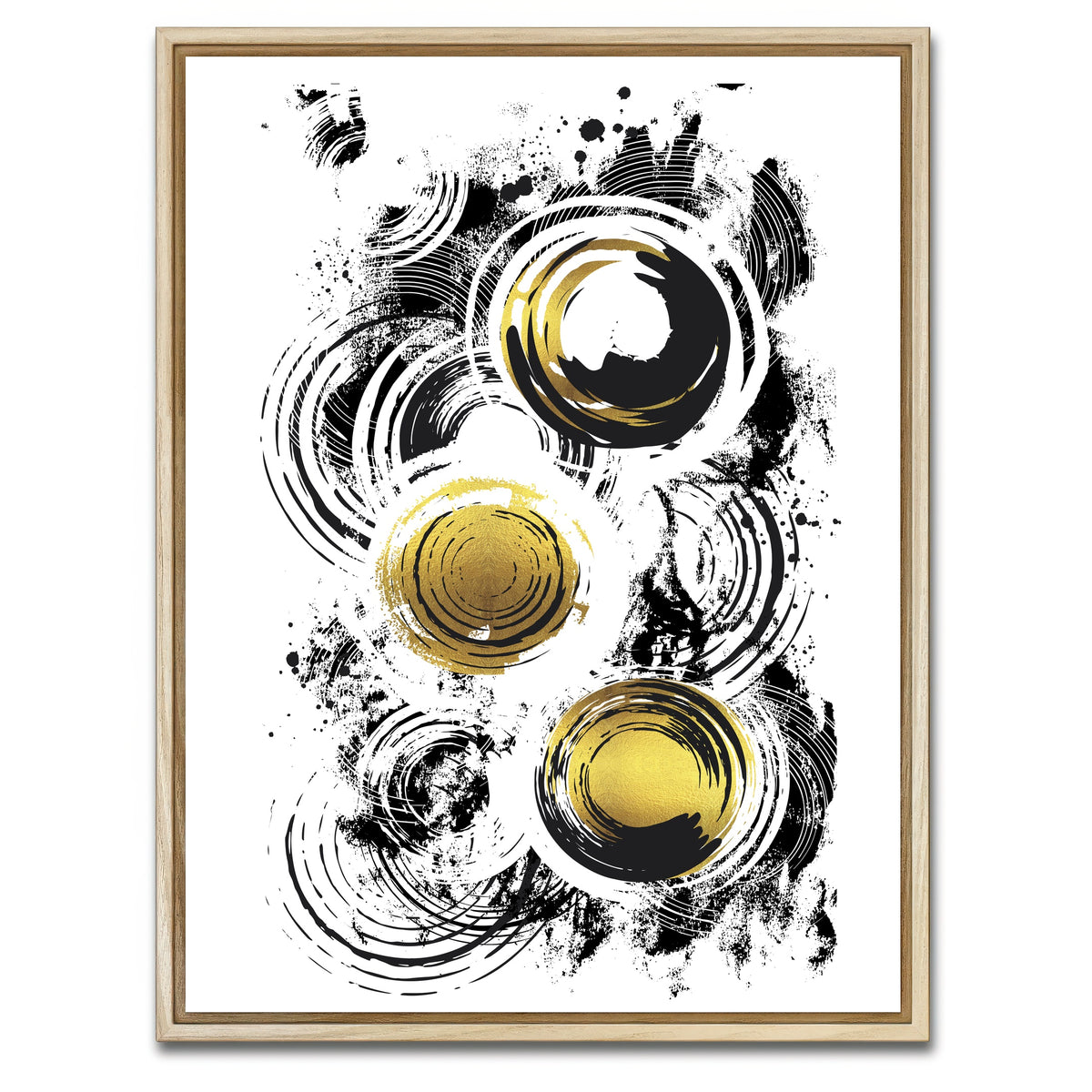 AUTO-MOCKUP WHITE | ABSTRACT ART Raving Circles | 1 Piece | Natural Framed Canvas | group=3x4