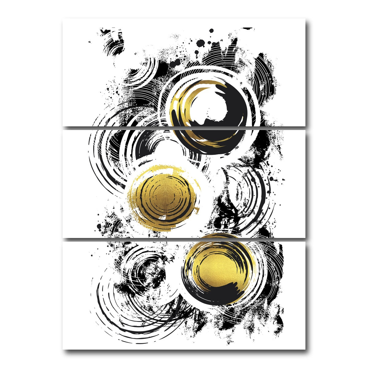 AUTO-MOCKUP WHITE | ABSTRACT ART Raving Circles | 3 Piece | Gallery Wrap Canvas | group=8x18_stacked