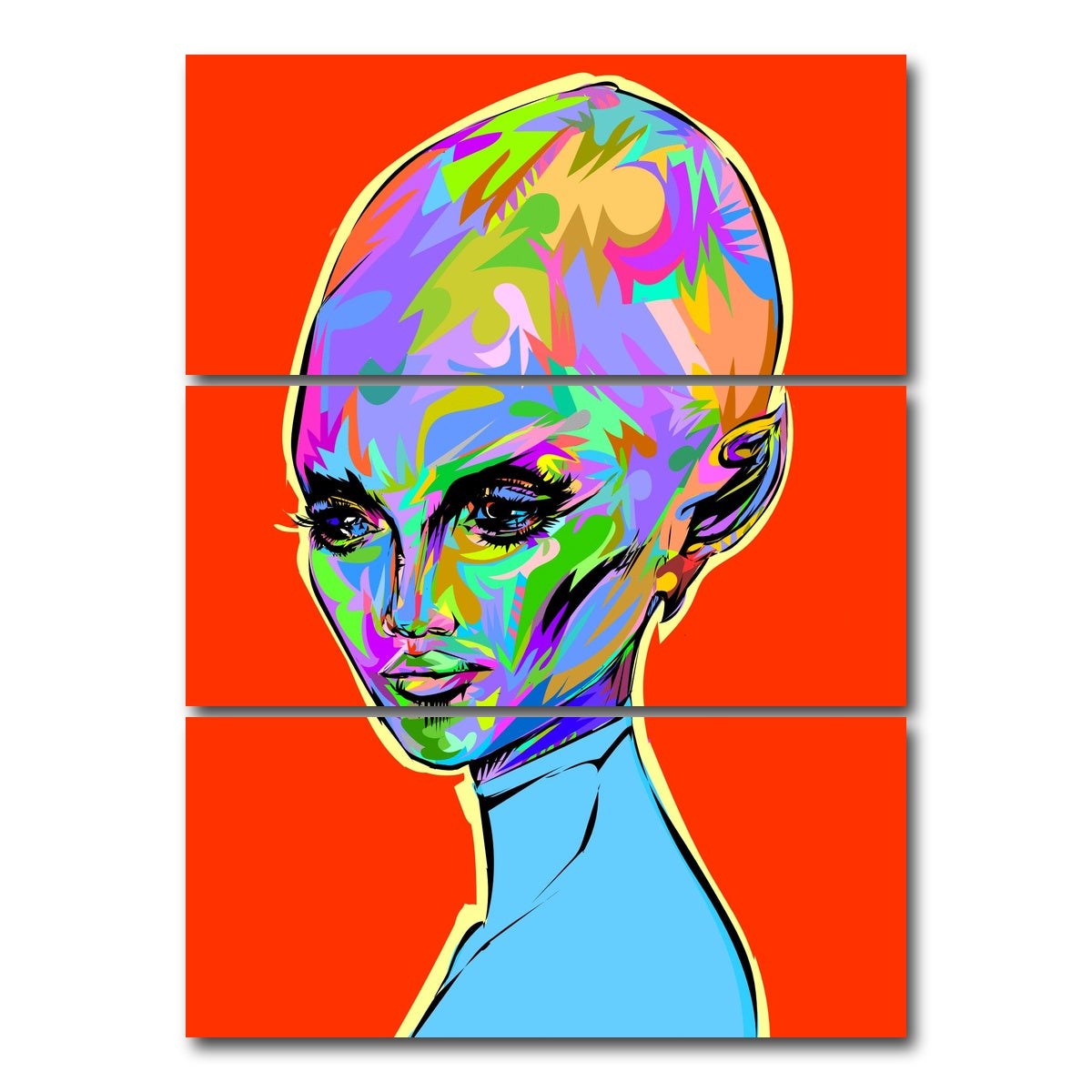 AUTO-MOCKUP WHITE | ALIEN WOMAN 2 | 3 Piece | Gallery Wrap Canvas | group=8x18_stacked