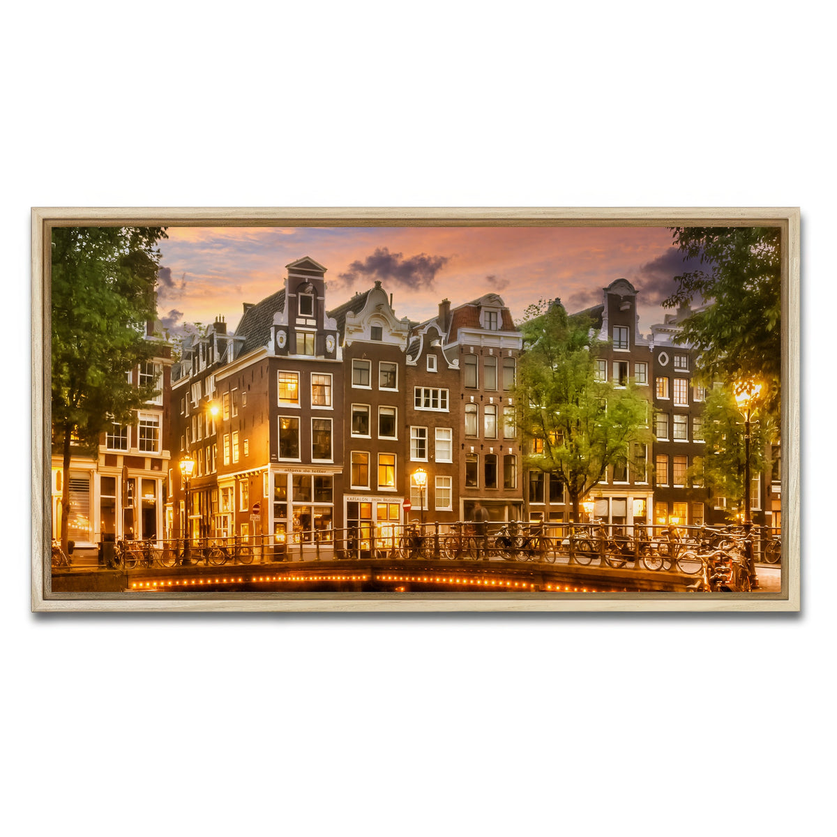 AUTO-MOCKUP WHITE | AMSTERDAM impression from Singel | 1 Piece | Natural Framed Canvas | group=2x1