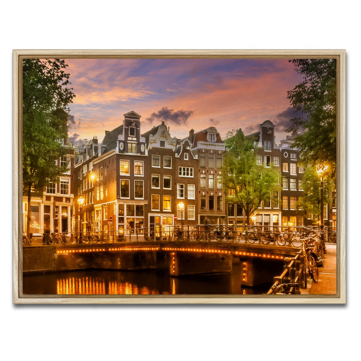 AUTO-MOCKUP WHITE | AMSTERDAM impression from Singel | 1 Piece | Natural Framed Canvas | group=4x3