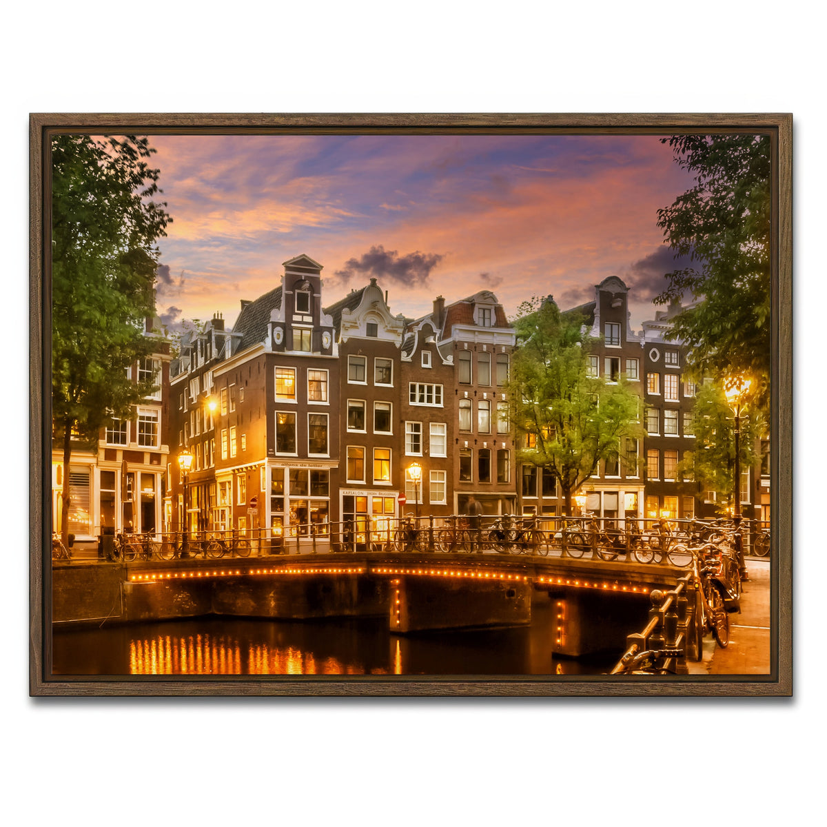 AUTO-MOCKUP WHITE | AMSTERDAM impression from Singel | 1 Piece | Walnut Framed Canvas | group=4x3