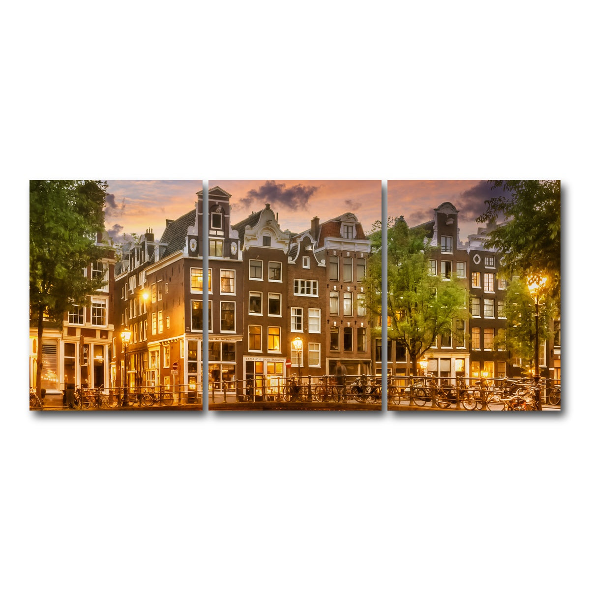 AUTO-MOCKUP WHITE | AMSTERDAM impression from Singel | 3 Piece | Gallery Wrap Canvas | group=18x24