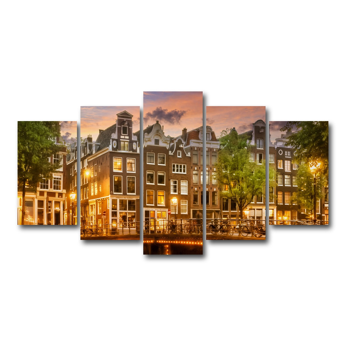 AUTO-MOCKUP WHITE | AMSTERDAM impression from Singel | 5 Piece | Gallery Wrap Canvas | group=5_normal