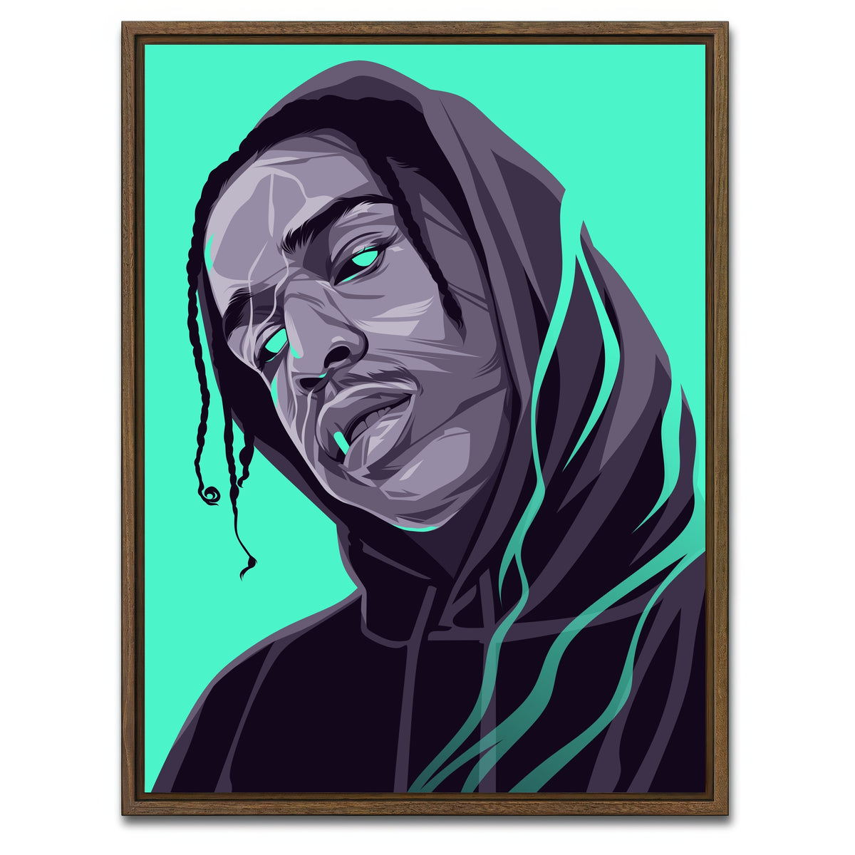 AUTO-MOCKUP WHITE | ASAP Rocky - Turquoise | 1 Piece | Walnut Framed Canvas | group=3x4