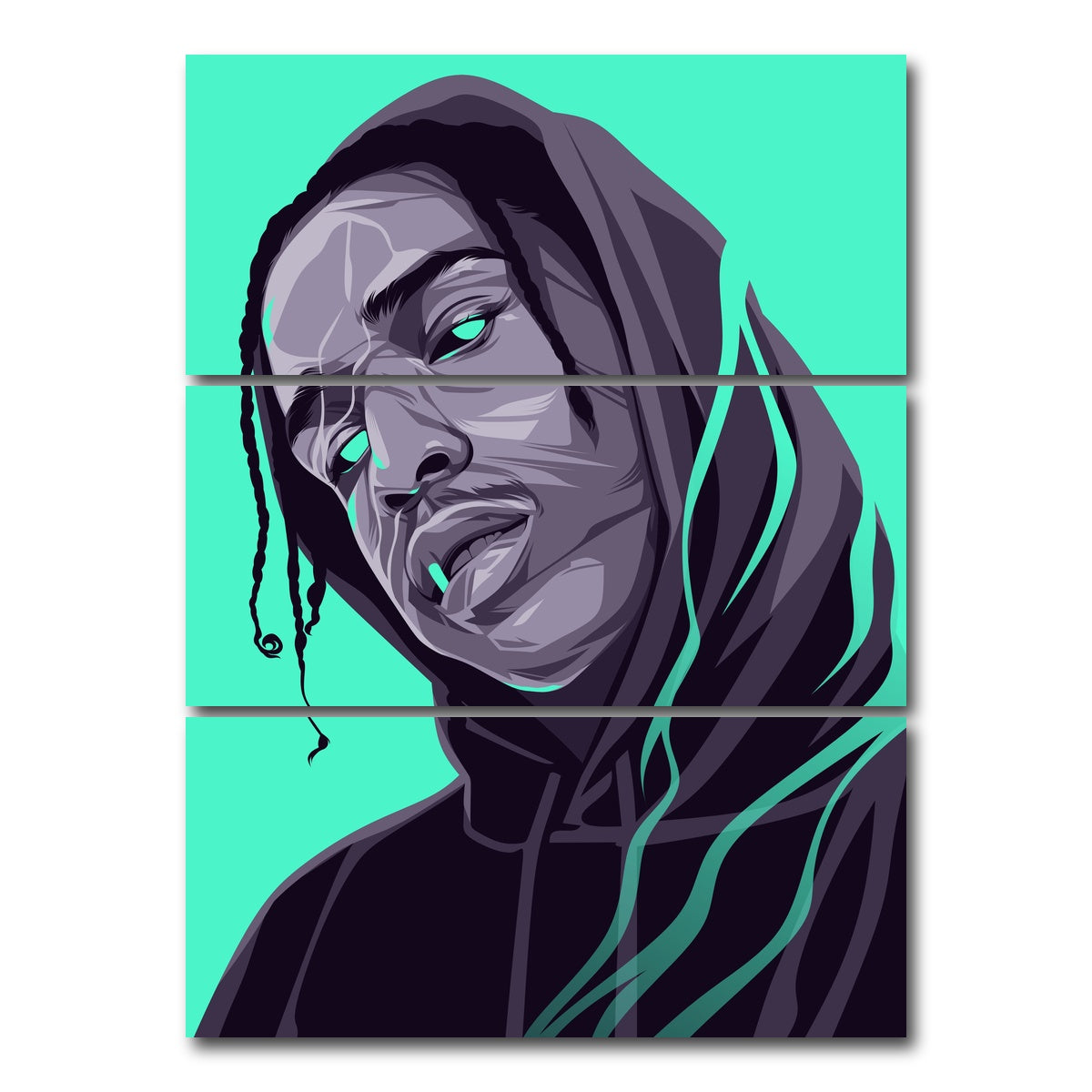 AUTO-MOCKUP WHITE | ASAP Rocky - Turquoise | 3 Piece | Gallery Wrap Canvas | group=8x18_stacked