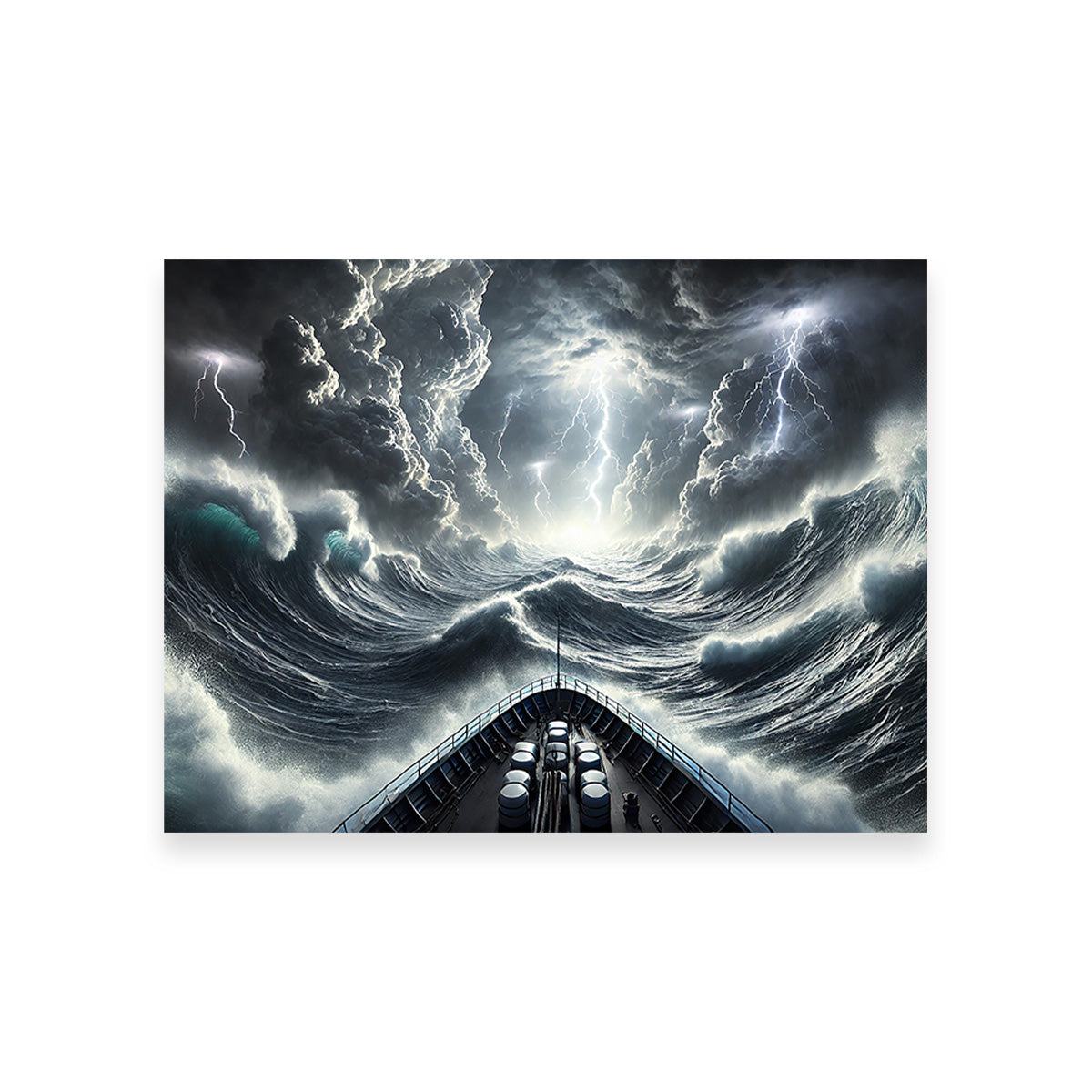 Ship Deck View of Fierce Storm Wall Art