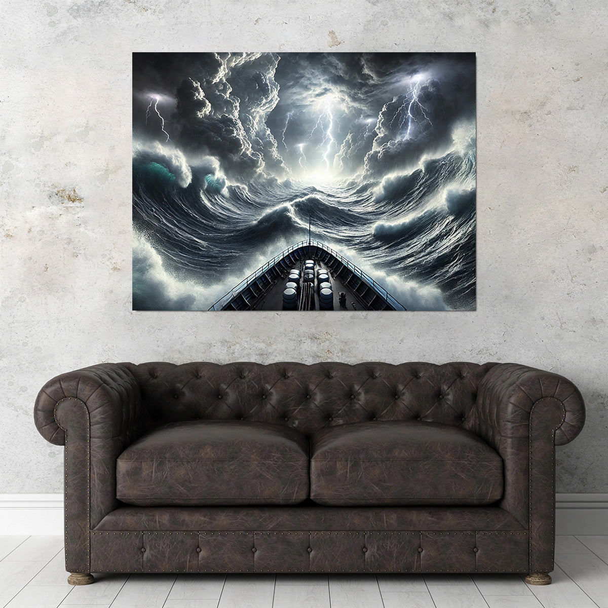 Ship Deck View of Fierce Storm Wall Art