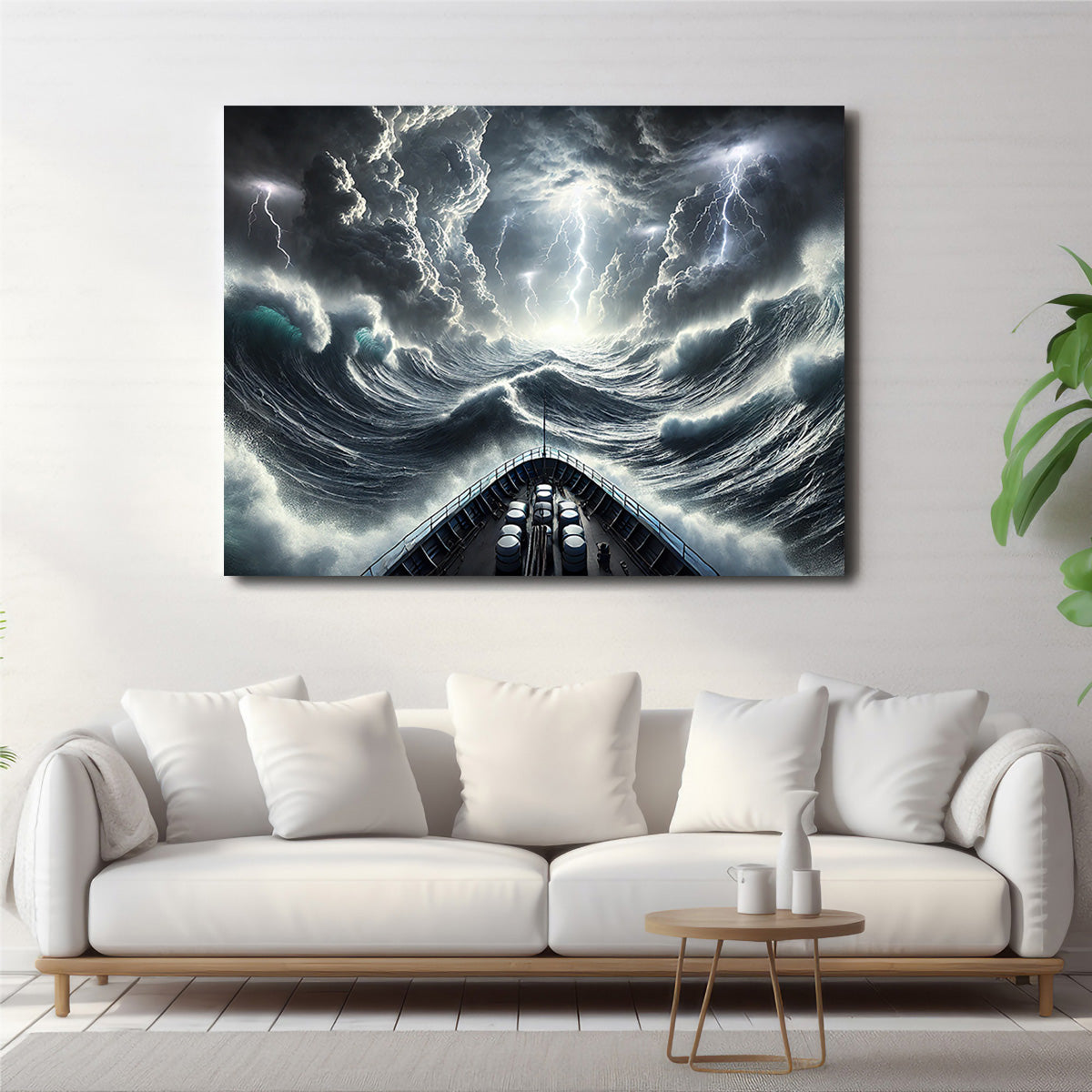 Ship Deck View of Fierce Storm Wall Art