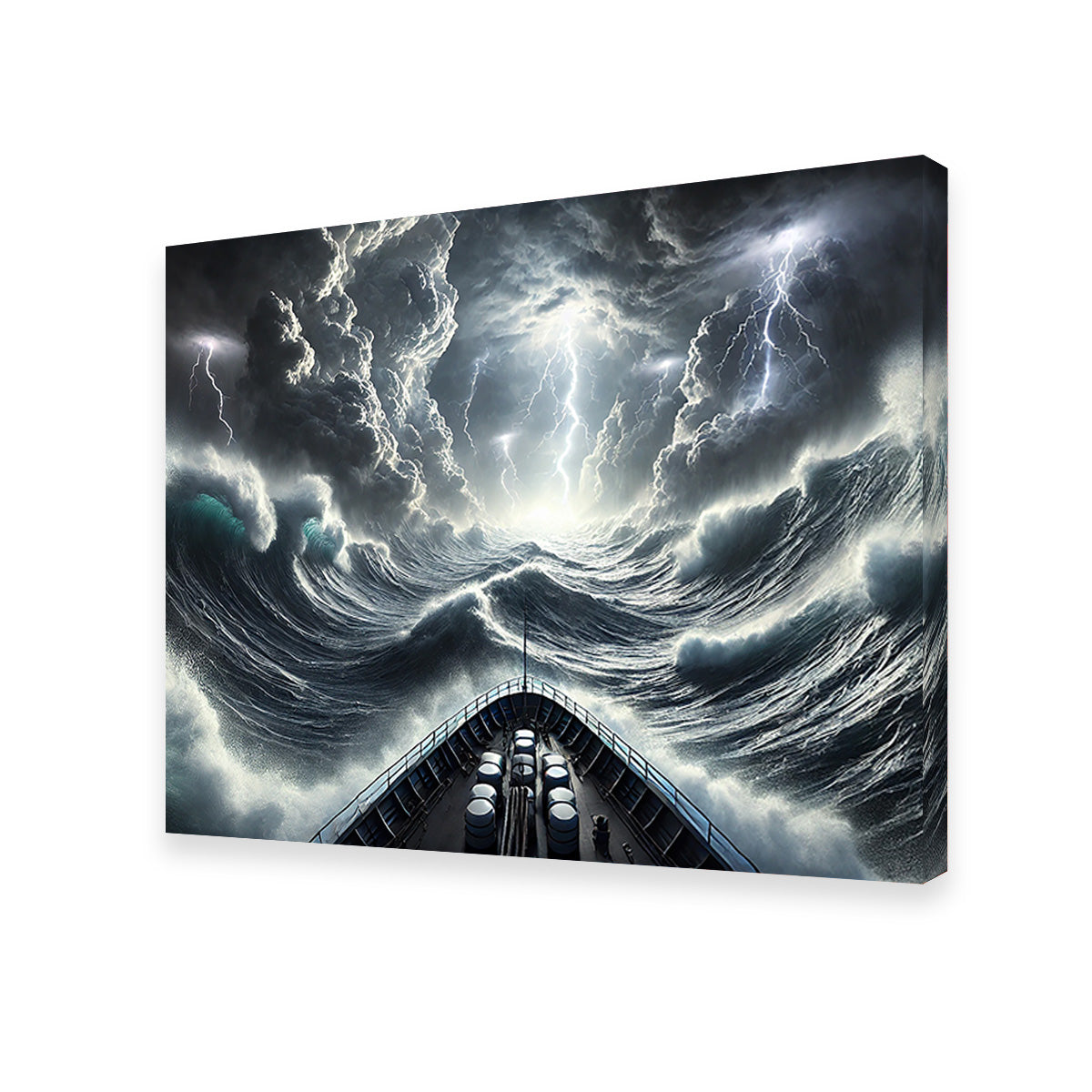 Ship Deck View of Fierce Storm Wall Art