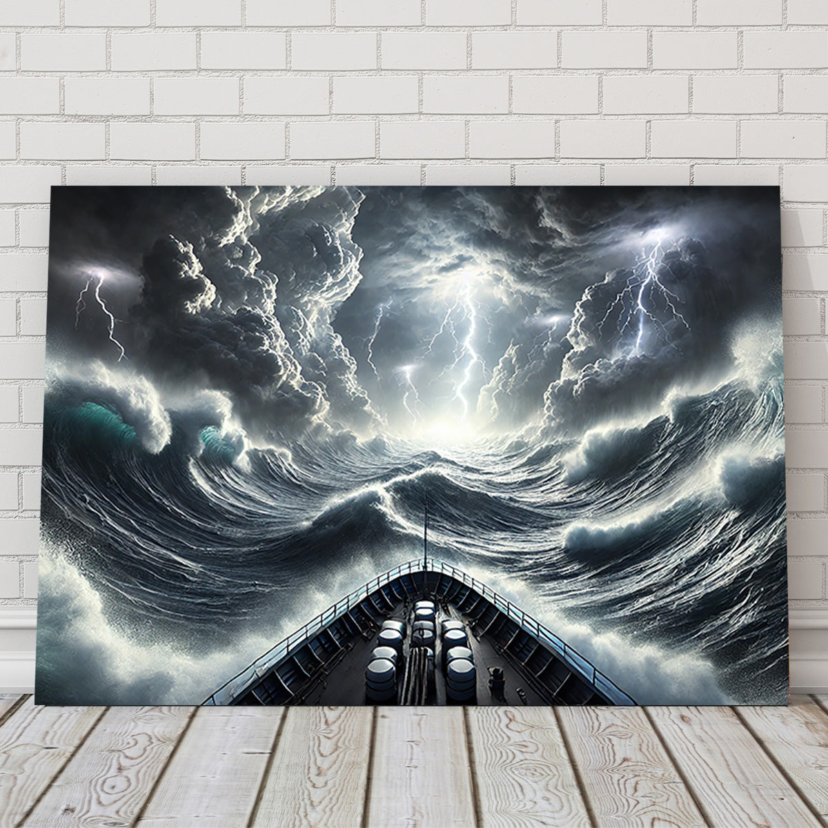 Ship Deck View of Fierce Storm Wall Art