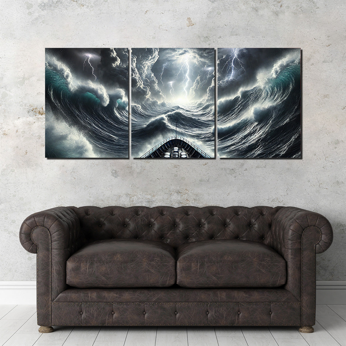 Ship Deck View of Fierce Storm Wall Art
