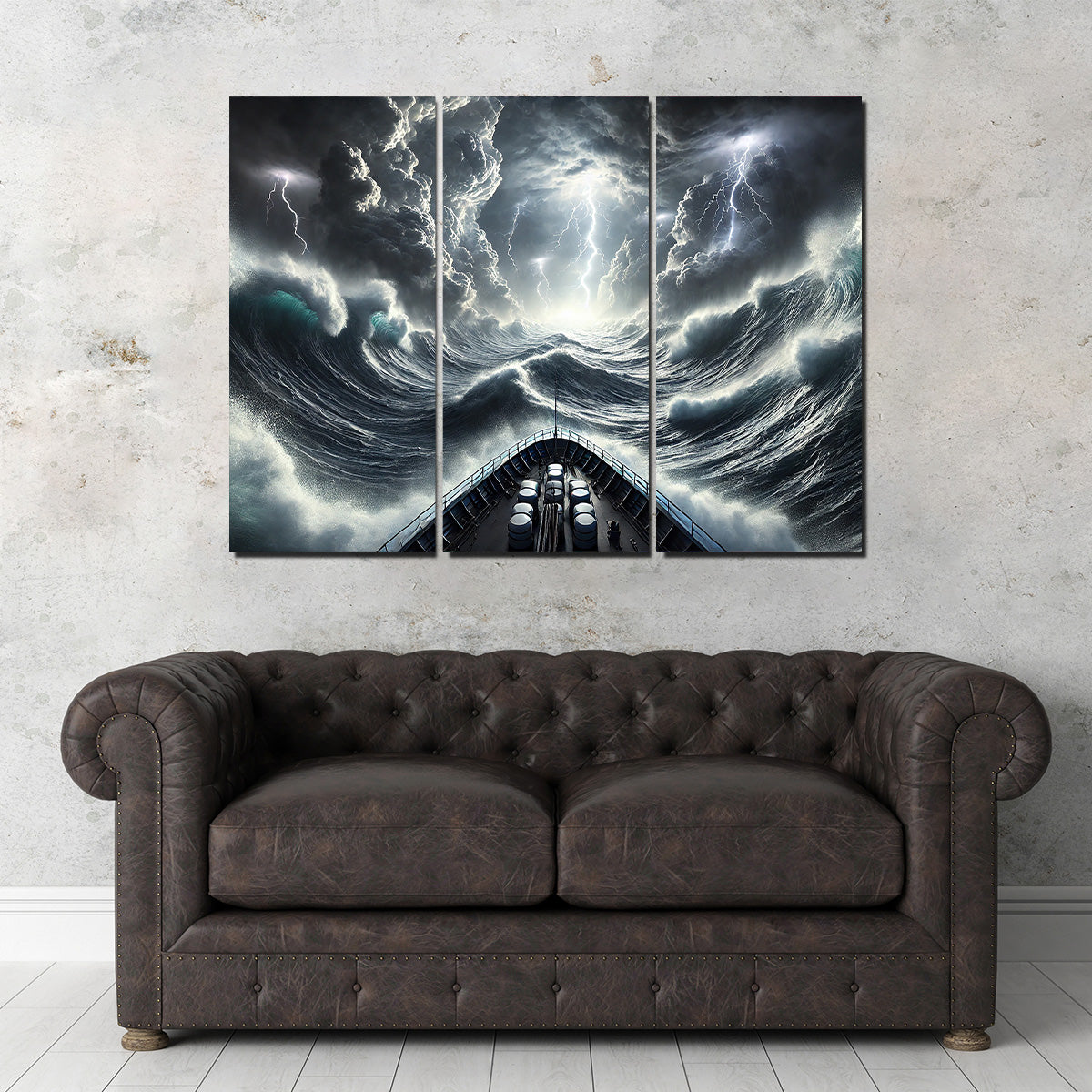Ship Deck View of Fierce Storm Wall Art