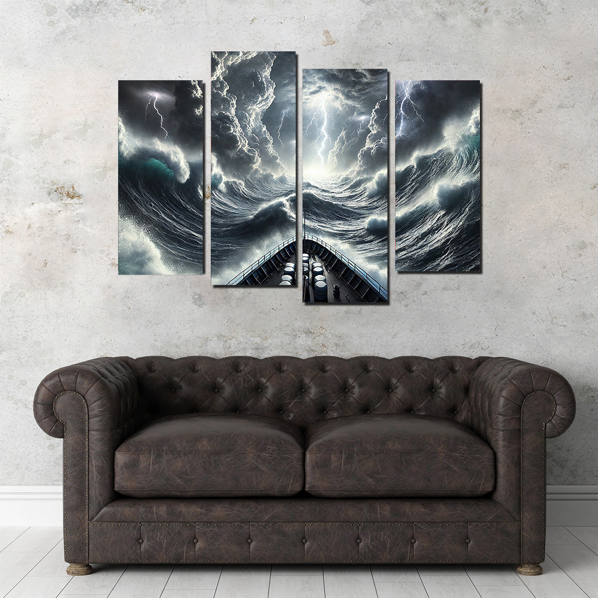 Ship Deck View of Fierce Storm Wall Art