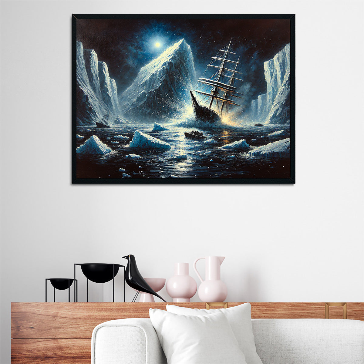 Vintage Ship & Icebergs Wall Art
