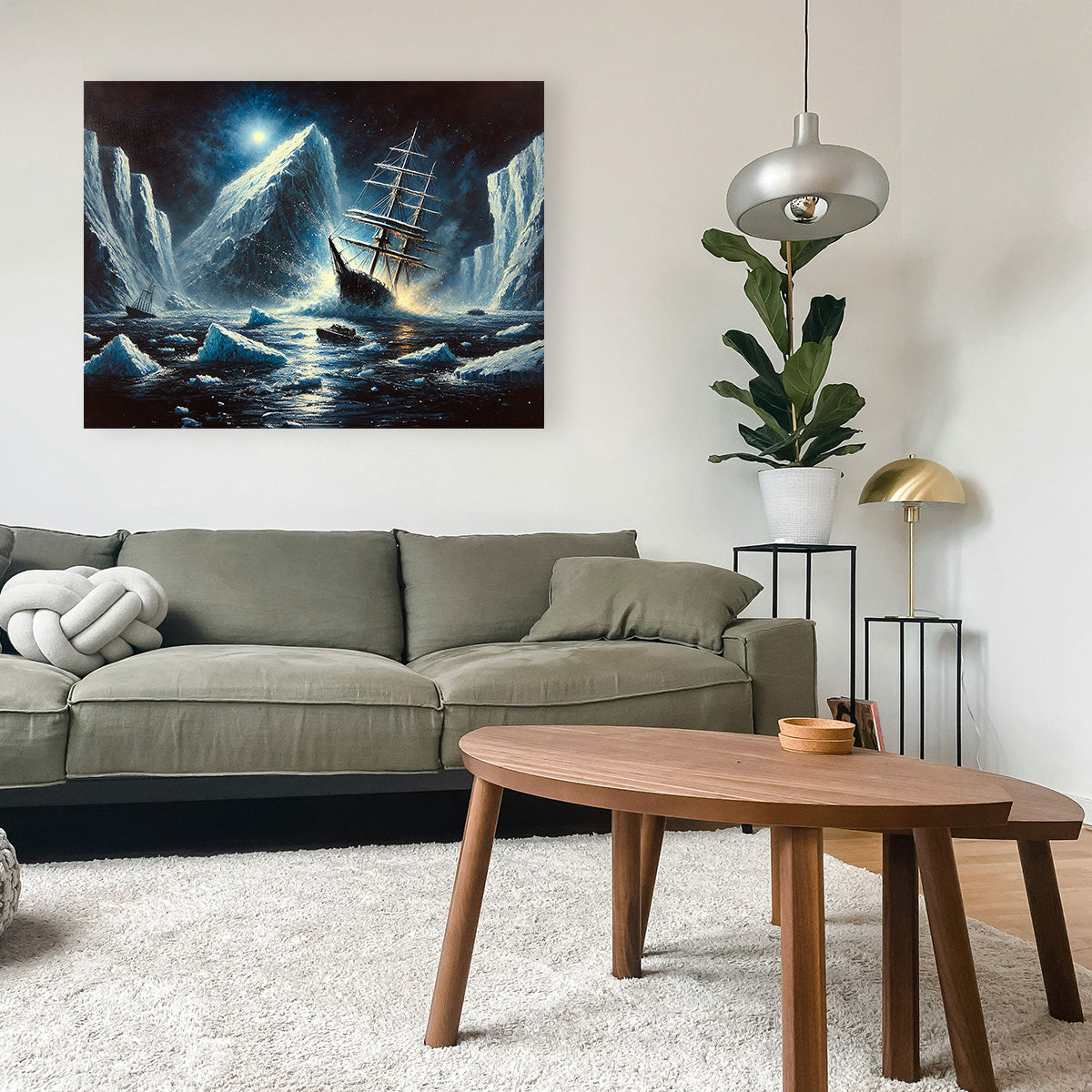 Vintage Ship & Icebergs Wall Art