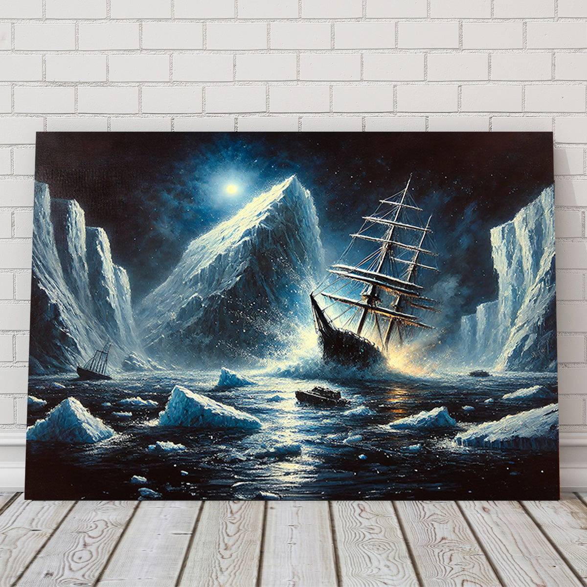 Vintage Ship & Icebergs Wall Art