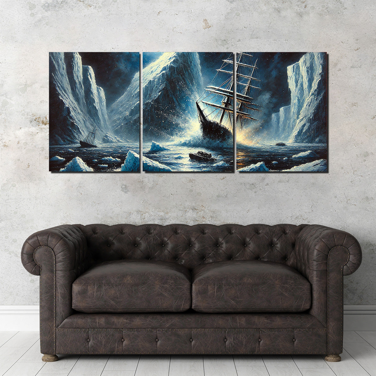 Vintage Ship & Icebergs Wall Art