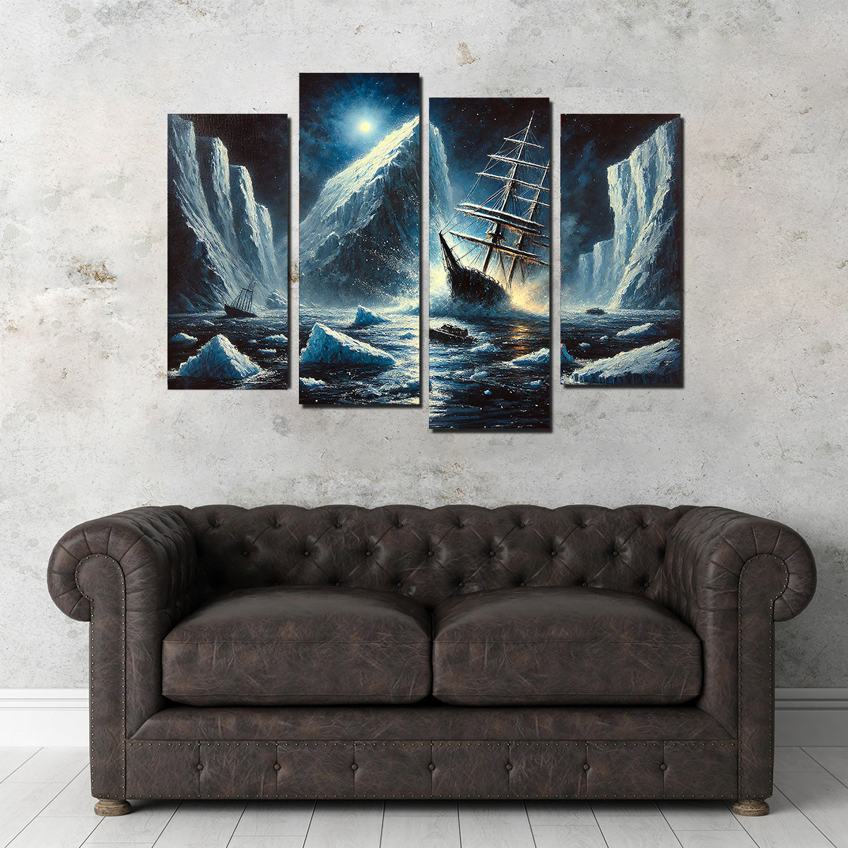 Vintage Ship & Icebergs Wall Art