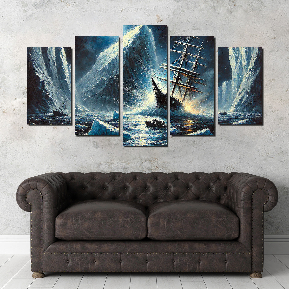 Vintage Ship & Icebergs Wall Art