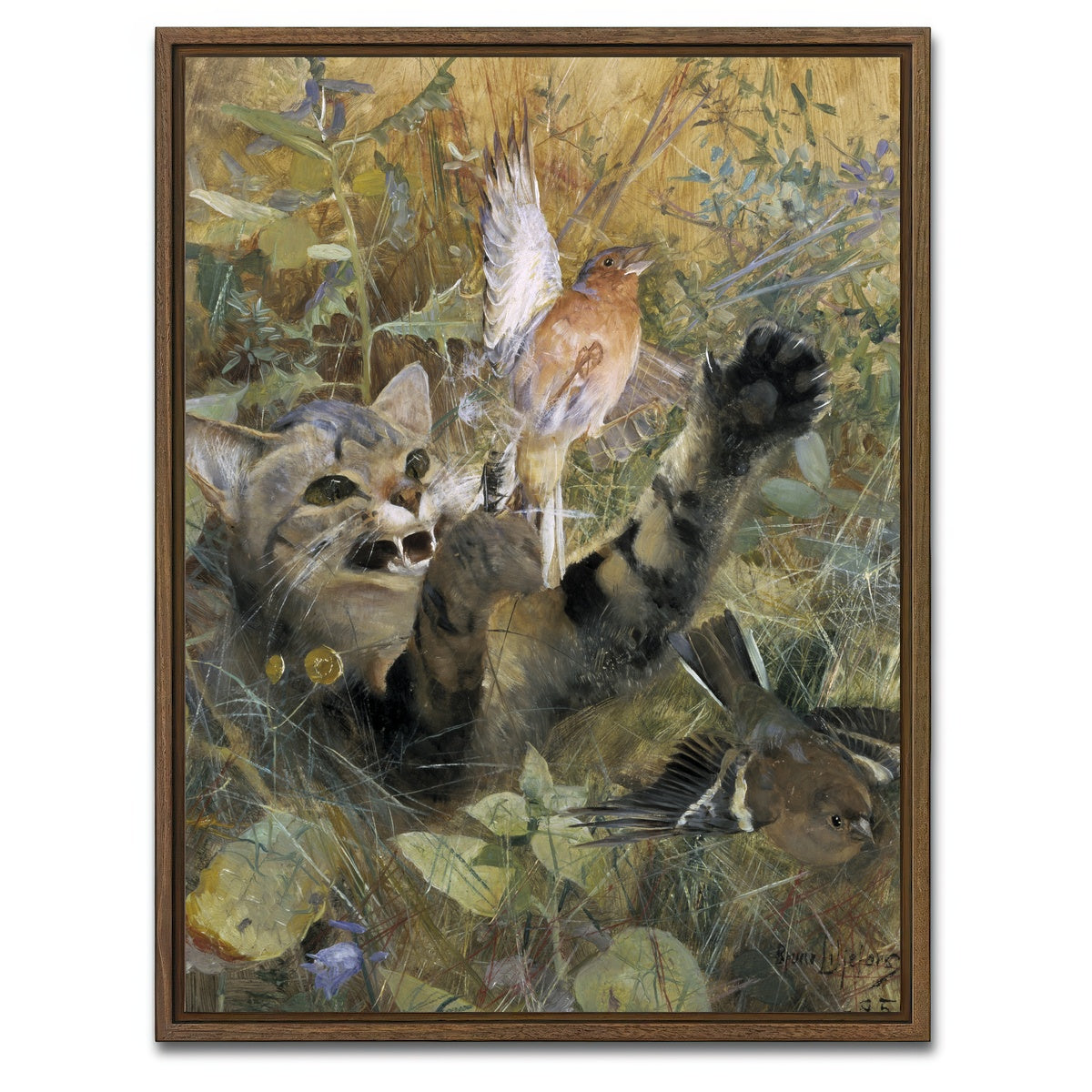 AUTO-MOCKUP WHITE | A Cat and a Chaffinch | 1 Piece | Walnut Framed Canvas | group=3x4