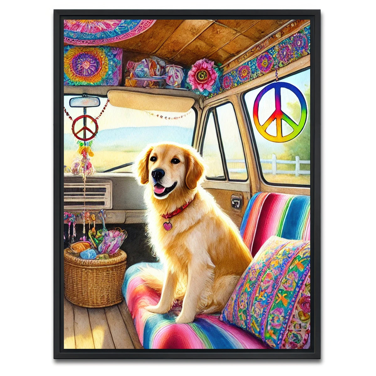 AUTO-MOCKUP WHITE | A Hippie Dog | 1 Piece | Black Framed Canvas | group=3x4