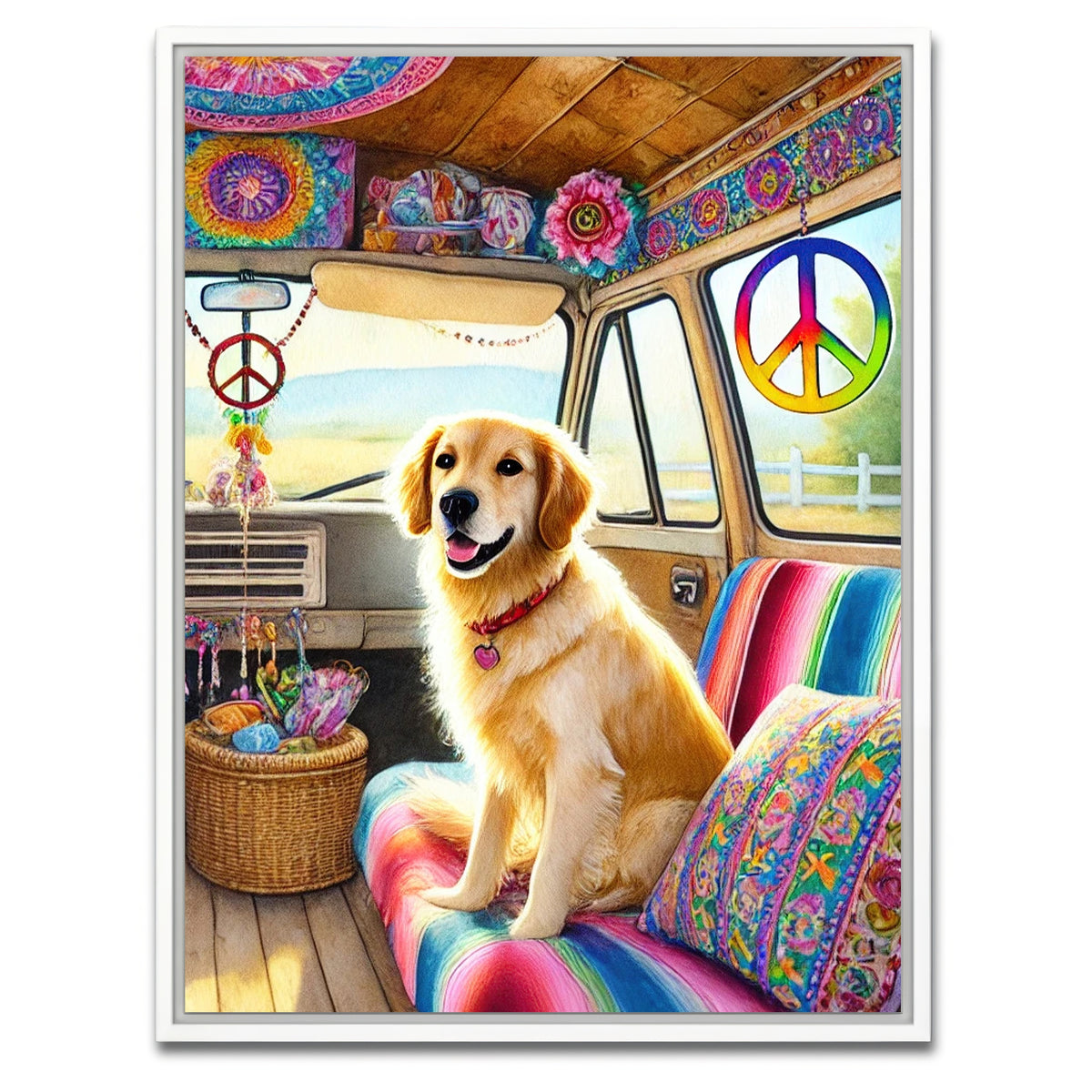 AUTO-MOCKUP WHITE | A Hippie Dog | 1 Piece | White Framed Canvas | group=3x4
