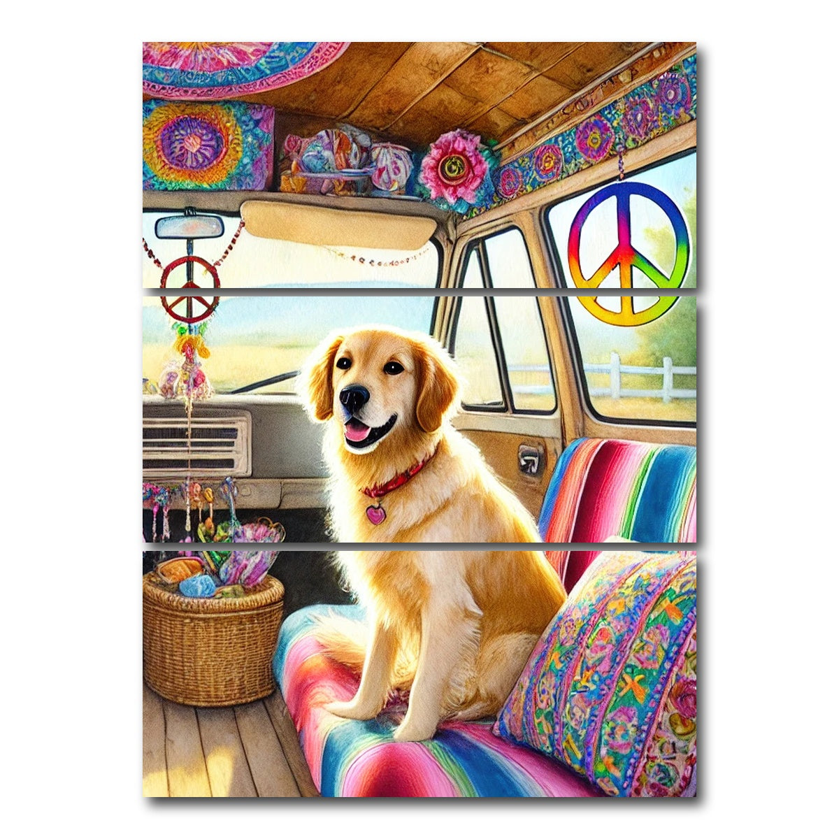 AUTO-MOCKUP WHITE | A Hippie Dog | 3 Piece | Gallery Wrap Canvas | group=8x18_stacked