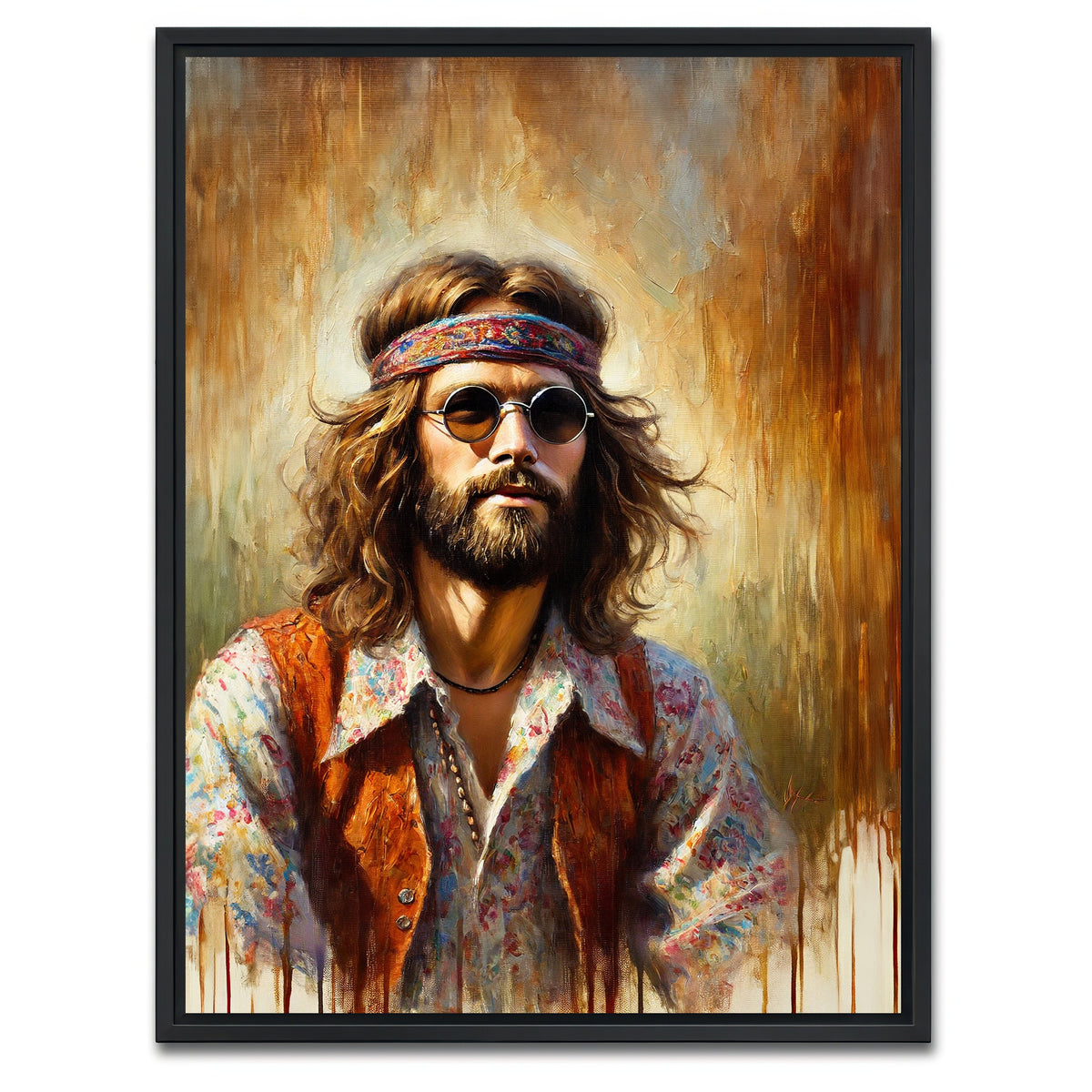 AUTO-MOCKUP WHITE | A Hippie Man | 1 Piece | Black Framed Canvas | group=3x4
