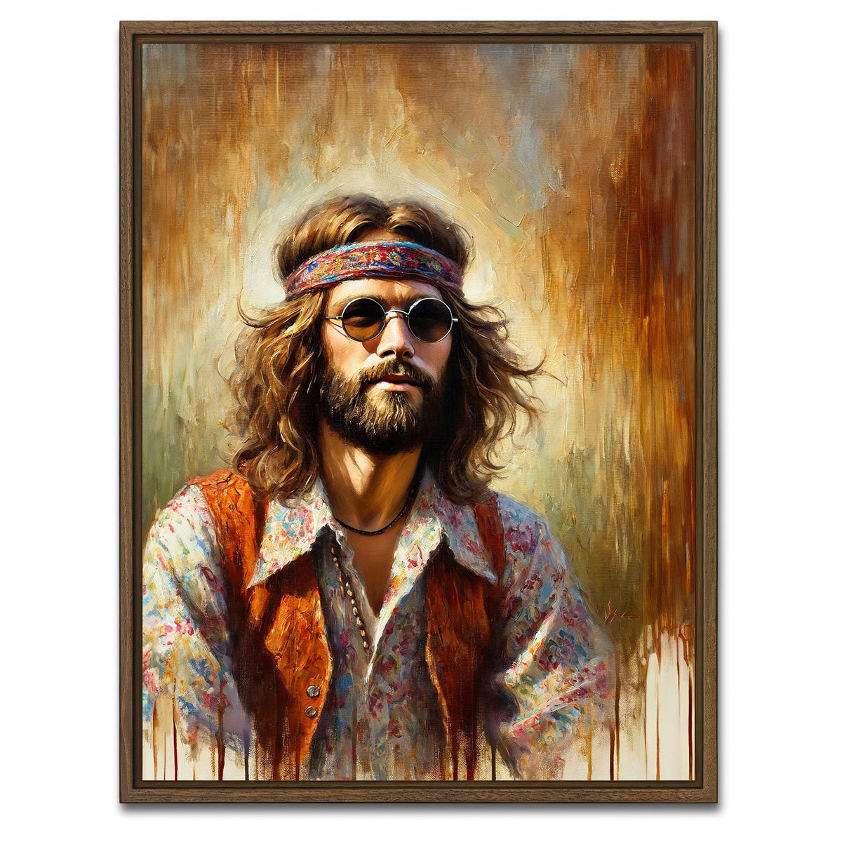 AUTO-MOCKUP WHITE | A Hippie Man | 1 Piece | Walnut Framed Canvas | group=3x4
