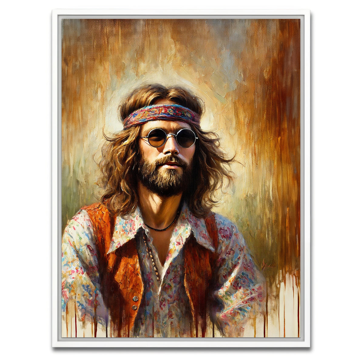 AUTO-MOCKUP WHITE | A Hippie Man | 1 Piece | White Framed Canvas | group=3x4