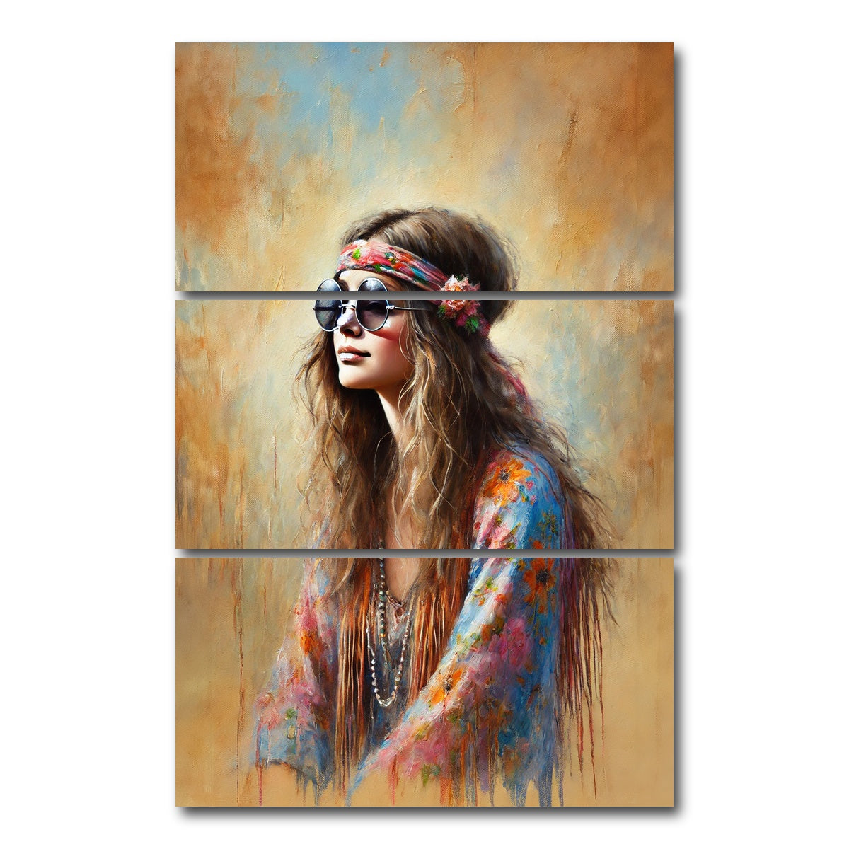 AUTO-MOCKUP WHITE | A Hippie Woman | 3 Piece | Gallery Wrap Canvas | group=12x24_stacked