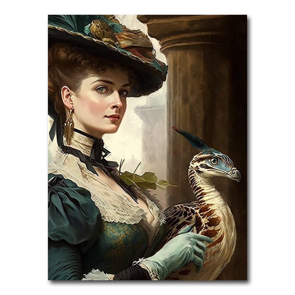 AUTO-MOCKUP WHITE | A Lady and Her Raptor | 1 Piece | Gallery Wrap Canvas | group=3x4