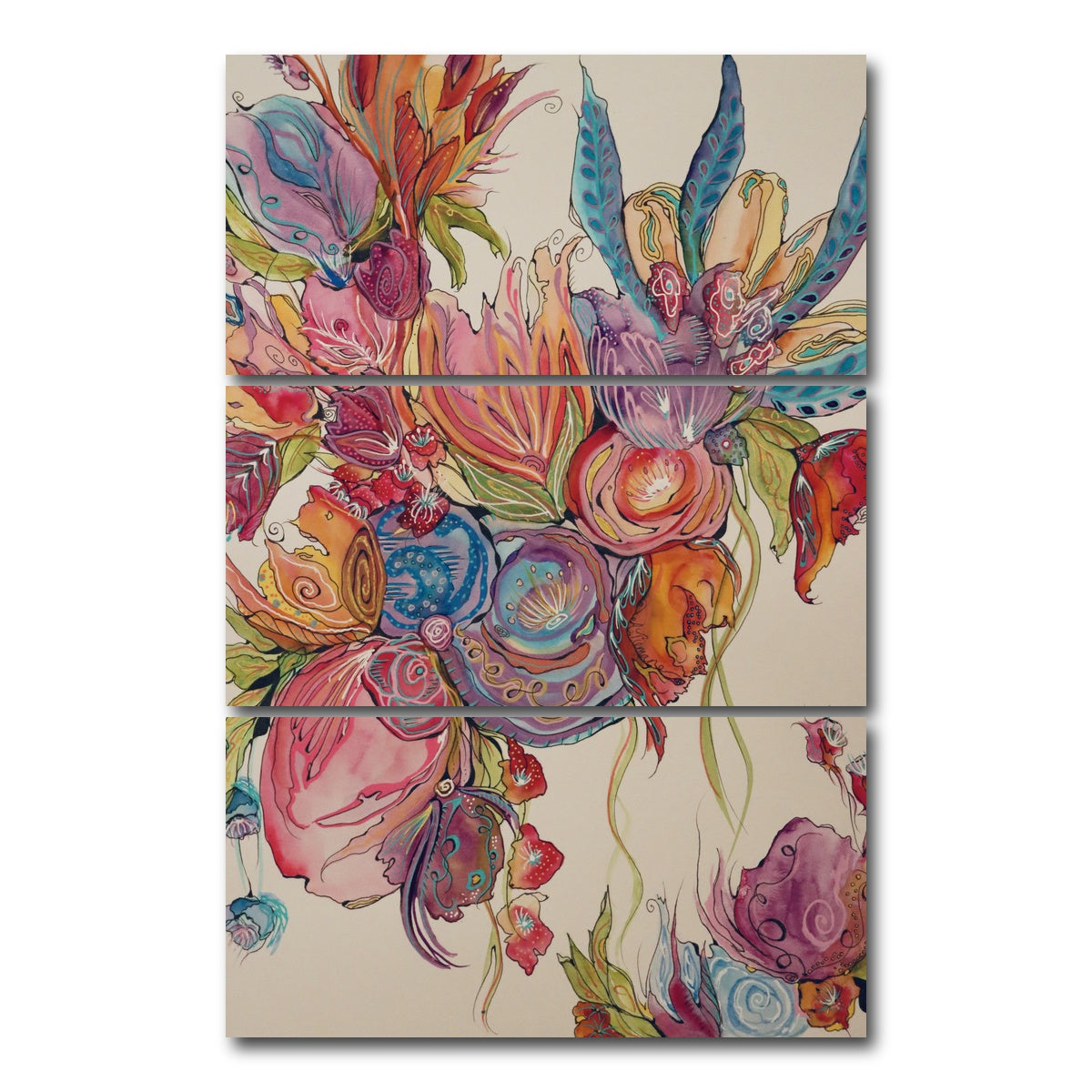 AUTO-MOCKUP WHITE | A New Day Floral | 3 Piece | Gallery Wrap Canvas | group=12x24_stacked