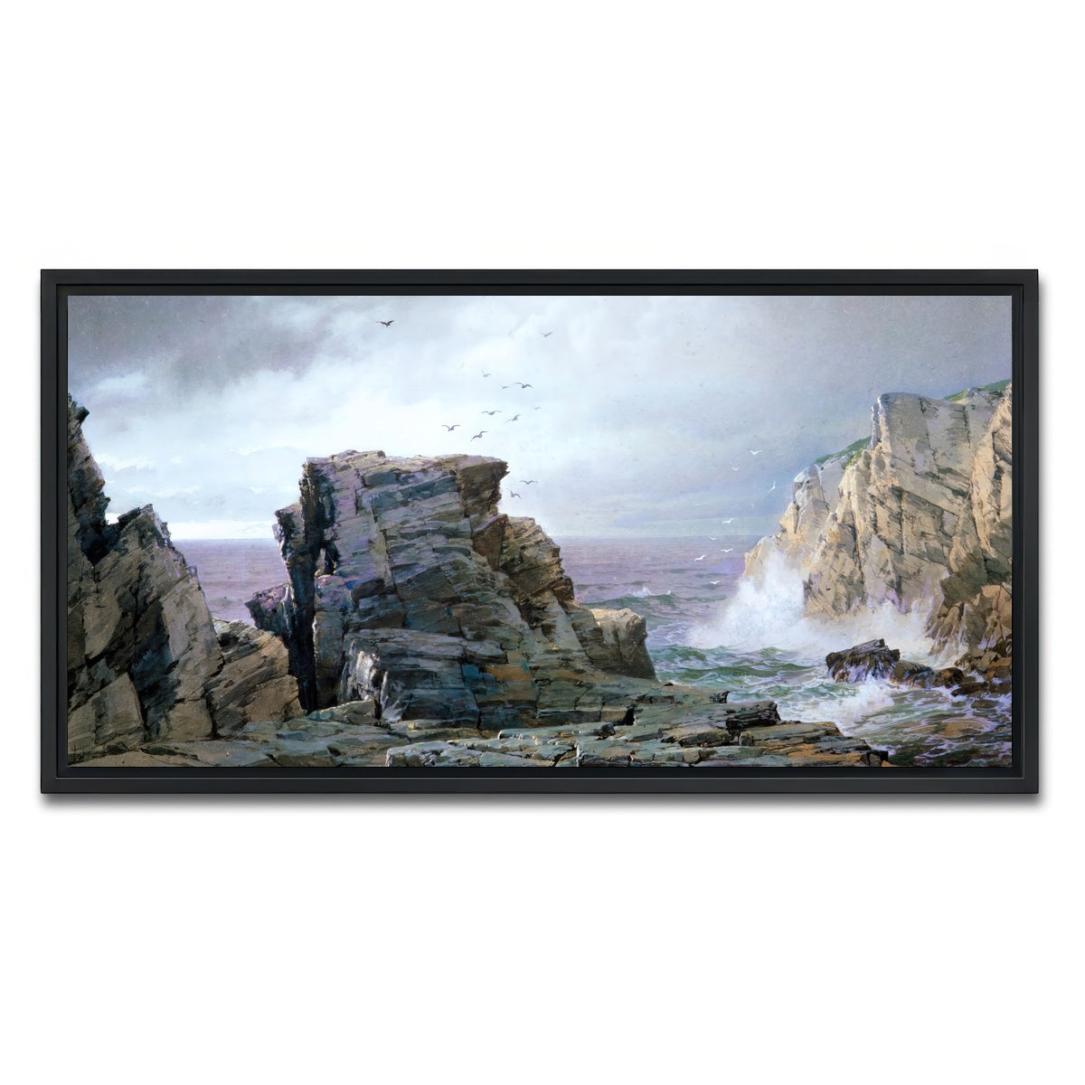 AUTO-MOCKUP WHITE | A Rocky Coast | 1 Piece | Black Framed Canvas | group=2x1